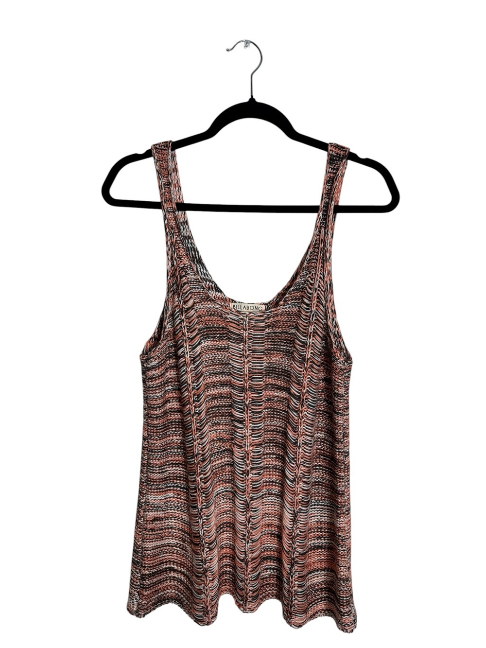 Billabong Space Dye Crochet Open Knit Tank Top Multi Color Black Pink White